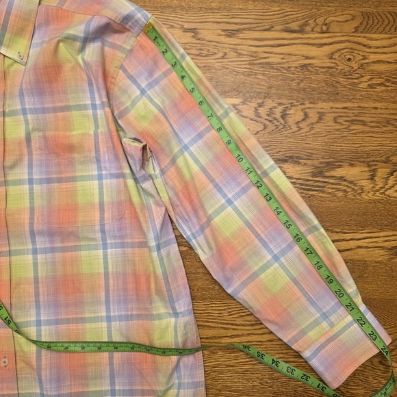 Alan‎ Flusser Large Pink Plaid Long Sleeve Button Up Shirt  Preppy Dress Work - Picture 10 of 16